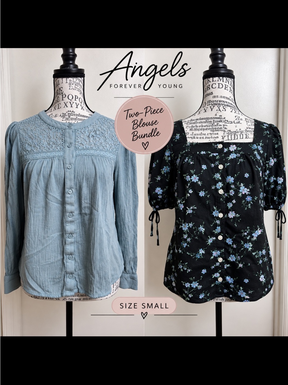 Angels Forever Young Blouse Bundle Size S Floral Lace 2 Piece Lot